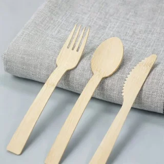 ATXANC bamboe wegwerpbestek 17 cm naturel – 300 stuks