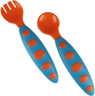 Baby bestekset kunststof blauw/oranje