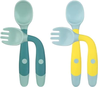 Baby vork en lepel set, 4 stuks siliconen