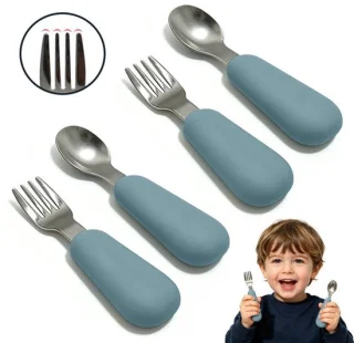 Babybestekset vork en lepel – 2 sets (2 lepels + 2 vorken)