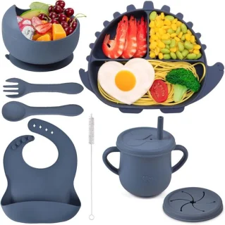 Babyvoedingset 8-delig Silicone Blauw