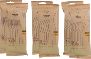 Bamboe bestek set 18-delig 17 cm voor BBQ en camping