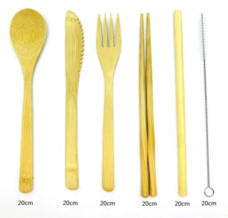 Bamboe Bestek Set Zwart 8-delig 1 Persoon