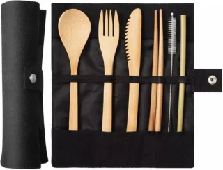 Bamboe Bestek Set Zwart 8-delig 1 Persoon