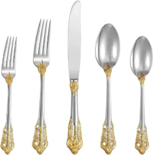 Barok goud-zilver 18/10 roestvrijstalen 20-delige bestekset