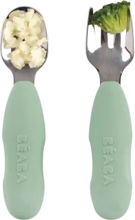 Béaba Kinderbestek 2-delig Lepel & Vork Sage Green