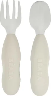 Béaba Kinderbestek Set Roestvrijstaal Lepel & Vork Velvet Grey