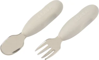 Béaba Kinderbestek Set Roestvrijstaal Lepel & Vork Velvet Grey