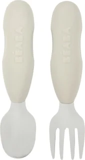Béaba Kinderbestek Set Roestvrijstaal Lepel & Vork Velvet Grey