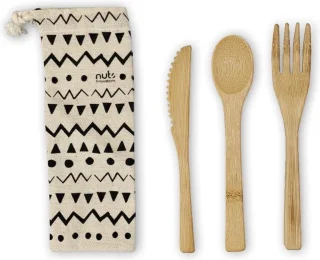 Bee's Wax Bamboo Cutlery Set Ethno Bag
