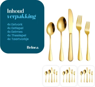Belnea Luxe Bestekset Goud 20-delig 4 Persoons