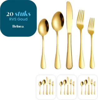 Belnea Luxe Bestekset Goud 20-delig 4 Persoons