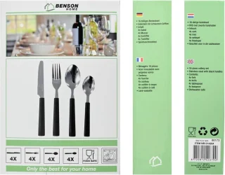 Benson 16-delige bestekset zwart RVS
