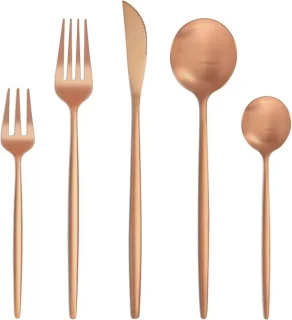 Bestdin bestekset 30-delig voor 6 personen, roze goud mat