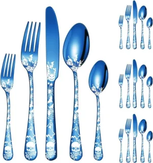 Besteckset, 20-delig, blauw