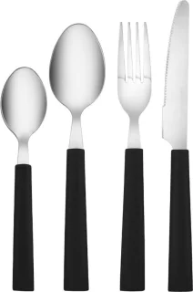 Bestek set 16DLG - RVS zwarte handvatten - 16-delig