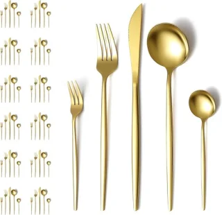 Bestek set 60-delig roestvrij staal goud
