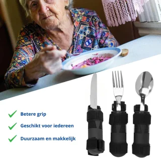 Bestek set soft grip zwart 3-delig
