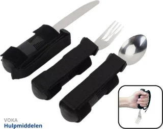Bestek set soft grip zwart 3-delig