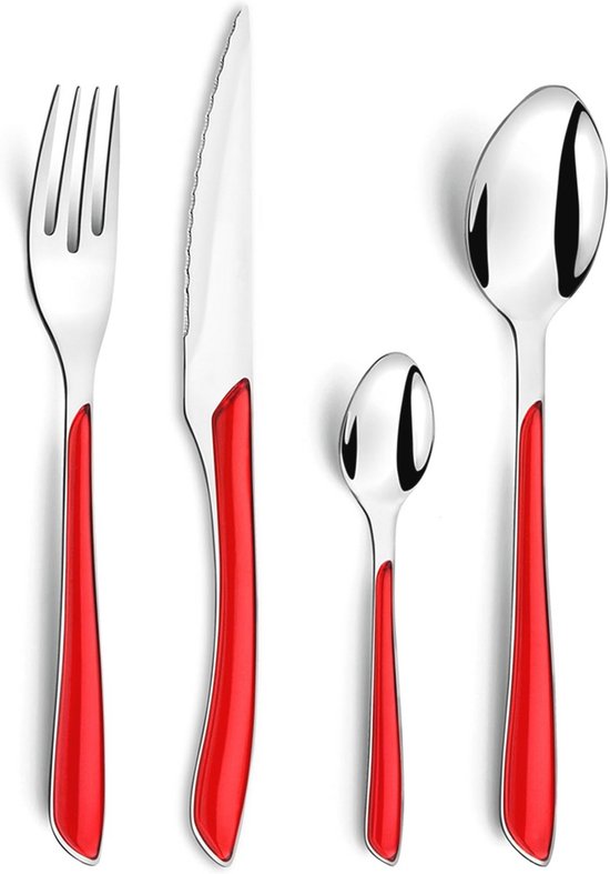 Bestekset 16-delig Chroomstaal met Kleurige Handvatten