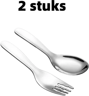 De Bestekset 2-delig (RVS) - lepel & vork - zilver in één oogopslag