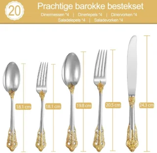 Bestekset 20-delig Barok goud zilver – ShopVlot