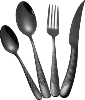Bestekset 24-delig - 18/10 roestvrij staal - Gehamerd design