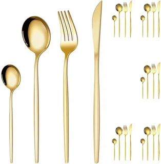 Bestekset 24-Delig Goud RVS voor 6 Personen