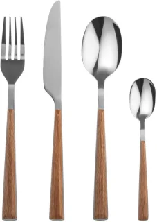 Bestekset 24-delig met houten handvat