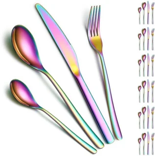 Bestekset 24 delig - service voor 6 personen - roestvrij staal met titanium coating