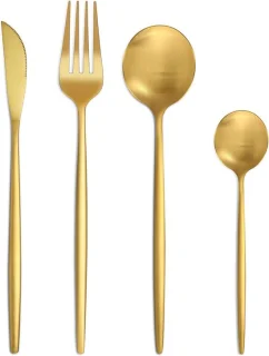 Bestekset 24-delig voor 6 personen mat goud - ShopVlot
