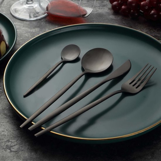 Bestekset 24-delig zwart mat RVS voor 6 personen review