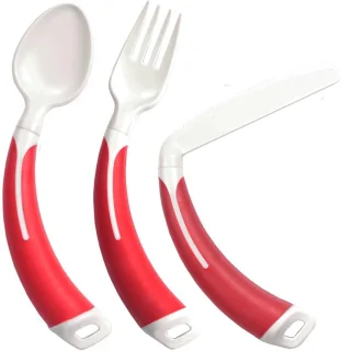 Bestekset 3-delig Links Gebogen Rood