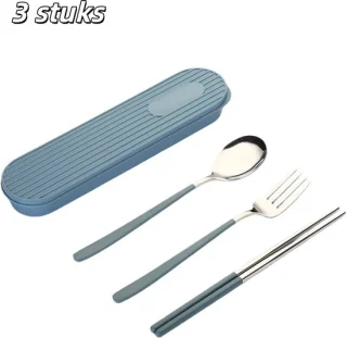 Bestekset 3-delig RVS - Blauw