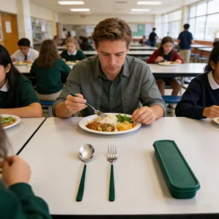 Bestekset 3-delig RVS - vork, lepel en eetstokjes - donkergroen