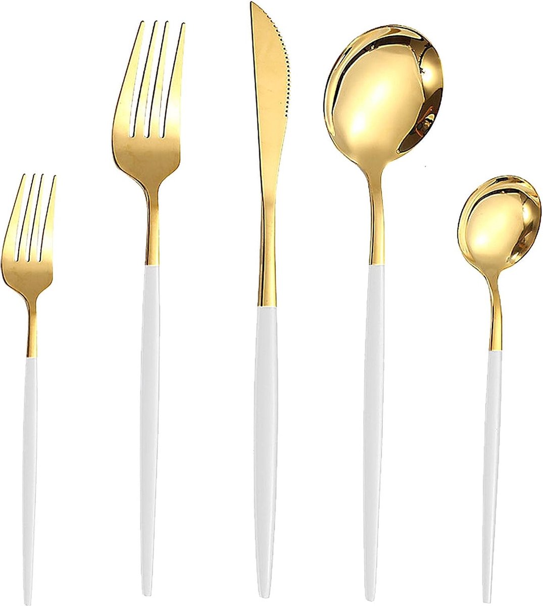 De Bestekset 30-delig Gouden Spiegel RVS voor 6 Personen in één oogopslag