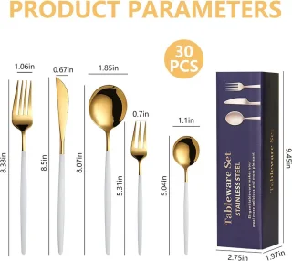 Bestekset 30-delig Gouden Spiegel RVS voor 6 Personen