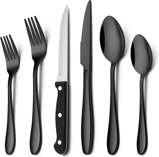 Bestekset 36-delig Zwart voor 6 Personen