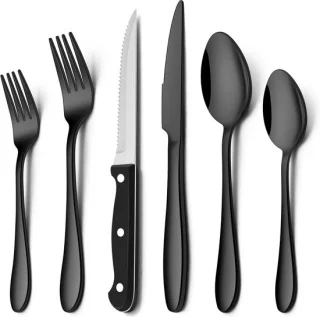 Bestekset 36-delig Zwart voor 6 Personen