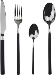 Bestekset 4-delig (1-persoons) Zwart/Zilver