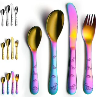 Bestekset 4-delig RVS met titanium coating – vorken en lepels