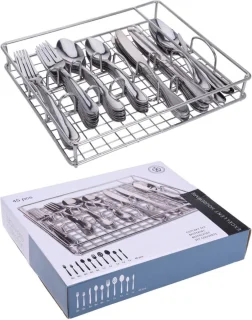 Bestekset 45-delig RVS met metalen tray