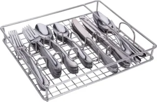 Bestekset 45-delig RVS met metalen tray