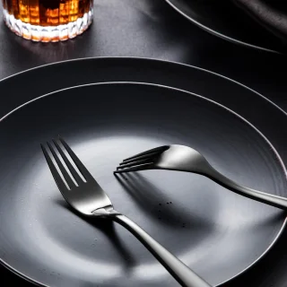 Bestekset 48-delig zwart 18/10 staal voor 12 personen