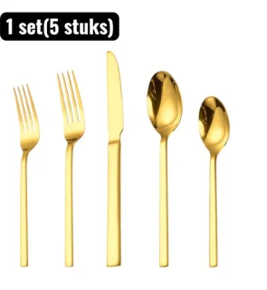 Bestekset 5-delig RVS Goud
