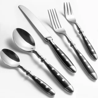 Bestekset 6 personen diner bestek roestvrij staal 30-delig zwart