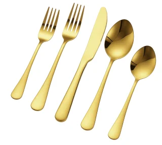 Bestekset 60-delig voor 12 personen, goud, RVS hoogglans