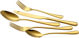 Bestekset 60-delig voor 12 personen, goud, RVS hoogglans