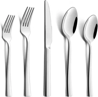 Bestekset 60-delig voor 12 personen, zilverkleurig 18/0 rvs