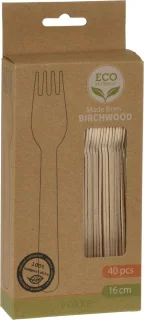 Bestekset Hout 80-delig Mes en Vork 16cm Eco